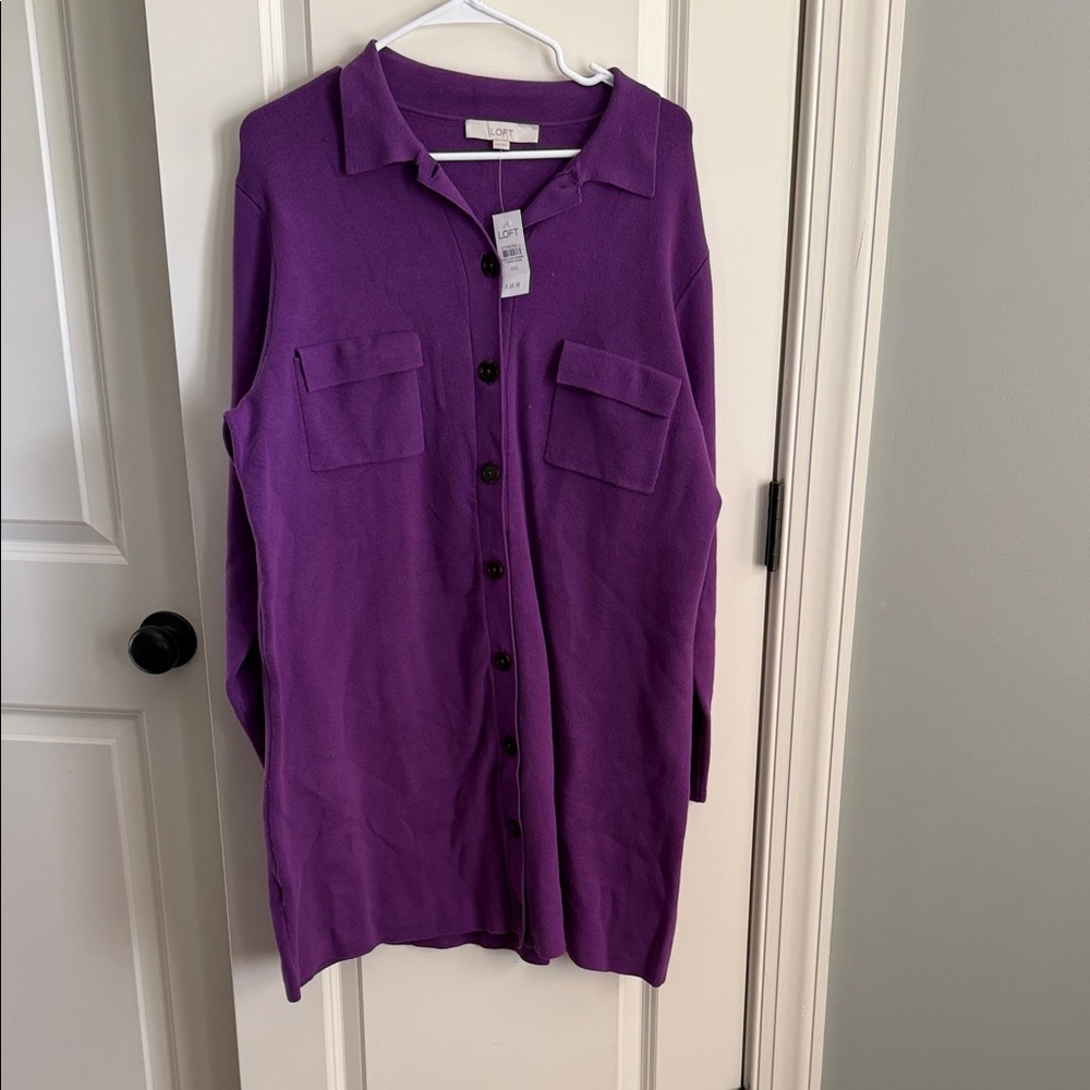 LOFT Purple Long Sleeve Dress